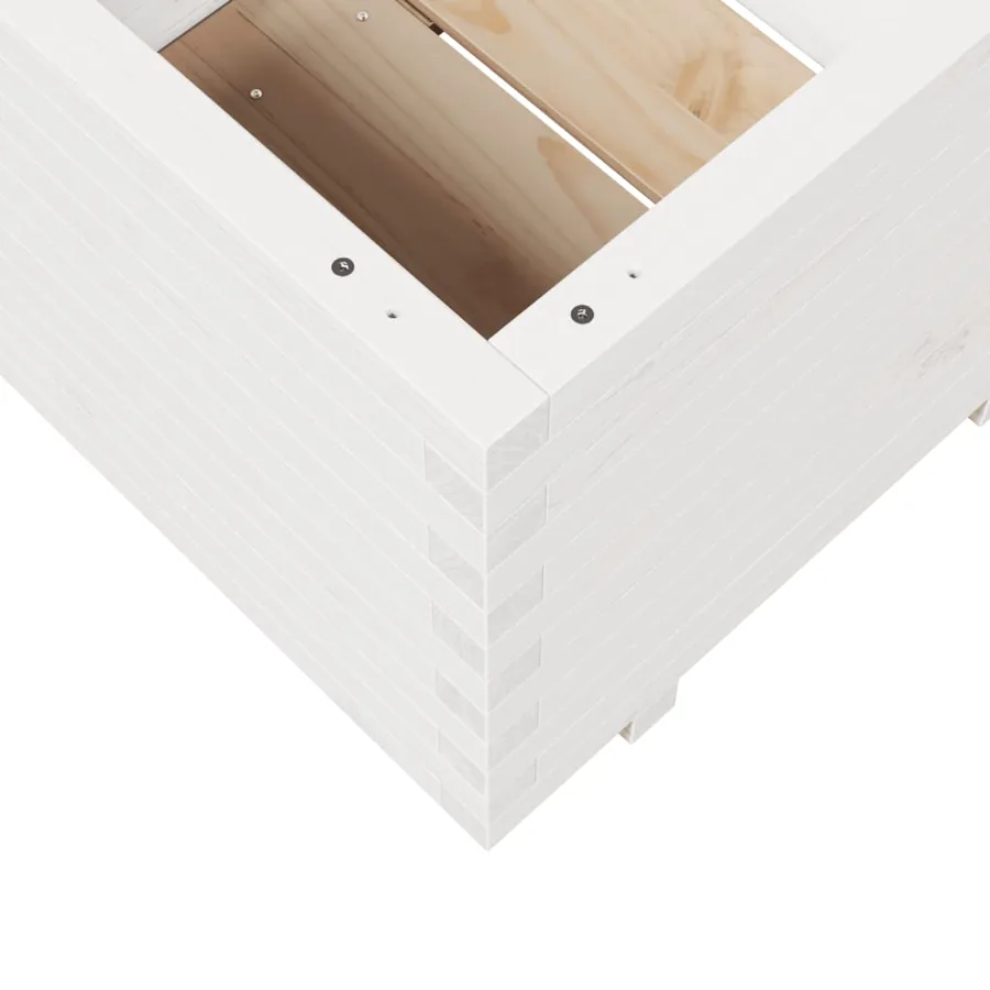 Jardinière blanc 60x60x49,5 cm bois de pin massif - 8
