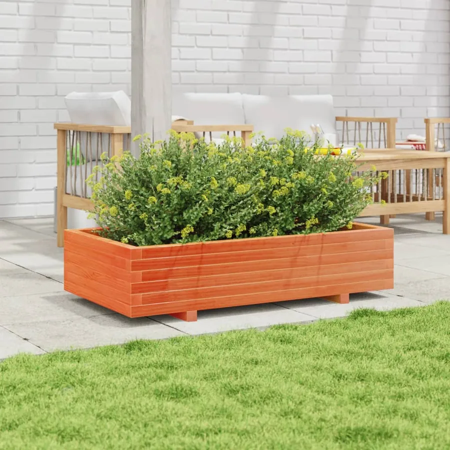 Jardinière cire marron 110x60x26,5 cm bois de pin massif - 3