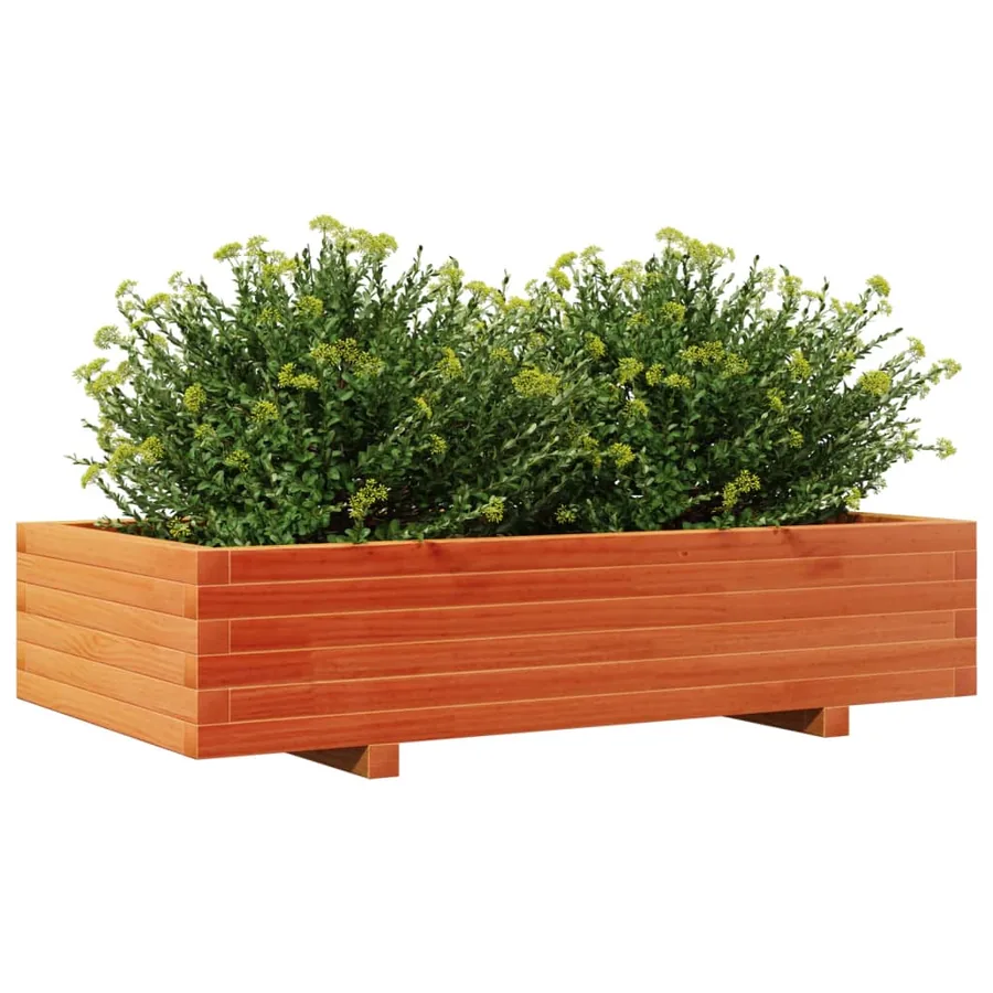 Jardinière cire marron 110x60x26,5 cm bois de pin massif - 4