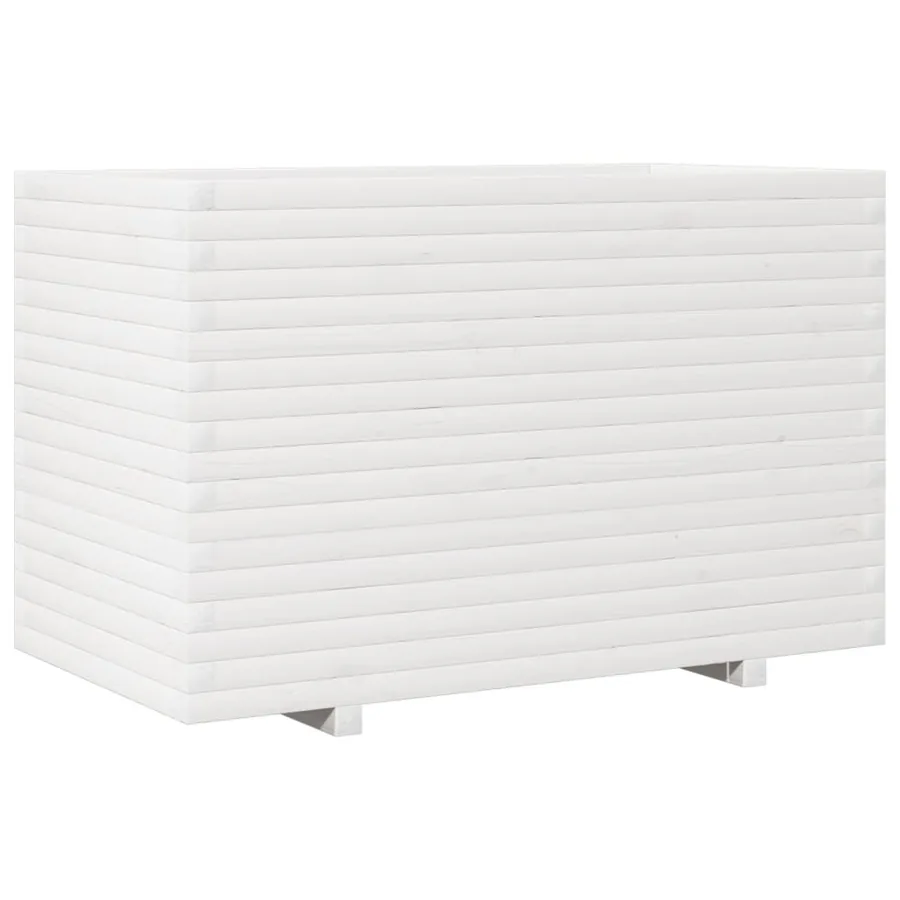 Jardinière blanc 110x60x72 cm bois de pin massif - 2