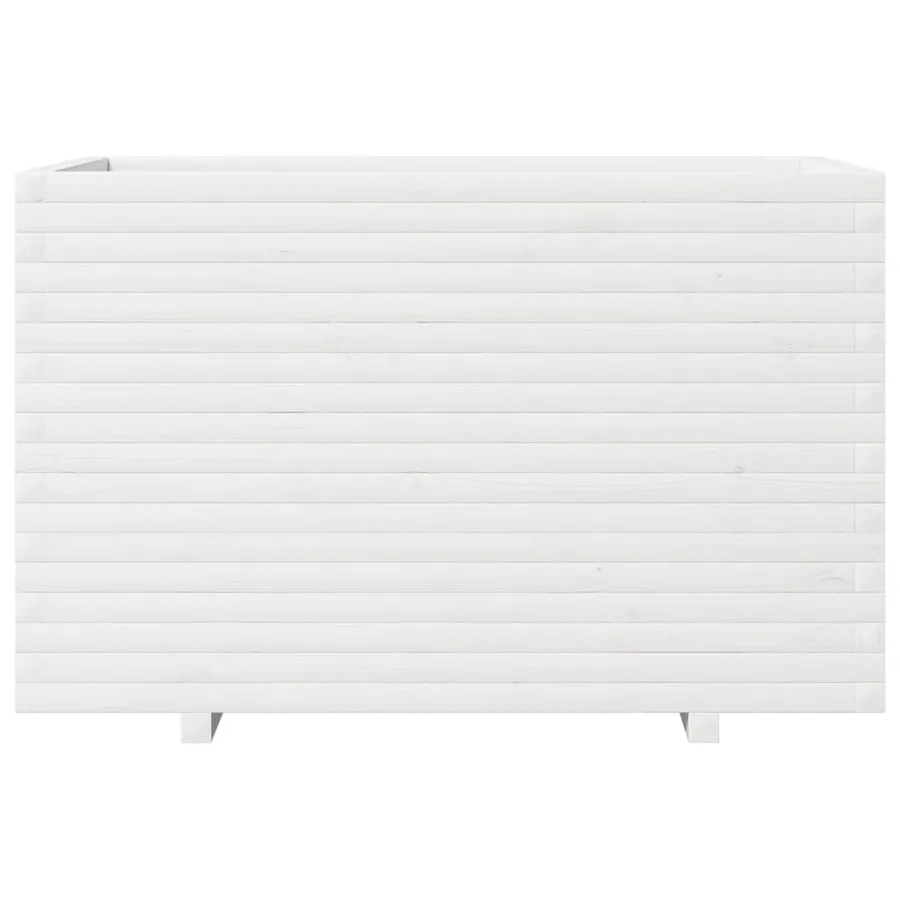 Jardinière blanc 110x60x72 cm bois de pin massif - 5