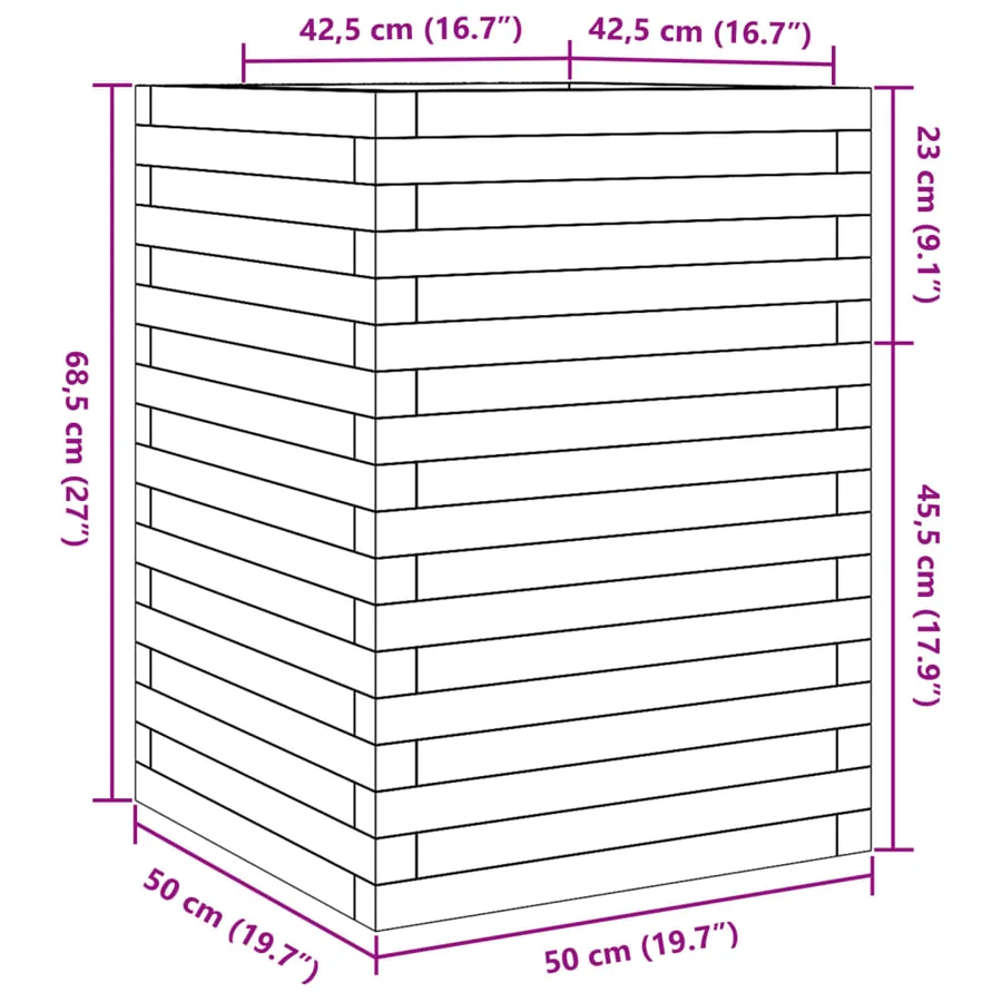 Jardinière 50x50x68,5 cm bois de pin massif - 10