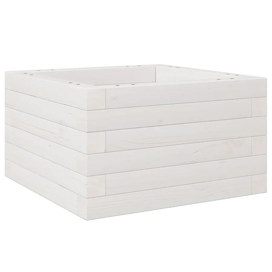 Jardinière blanc 40x40x23 cm bois de pin massif - 2