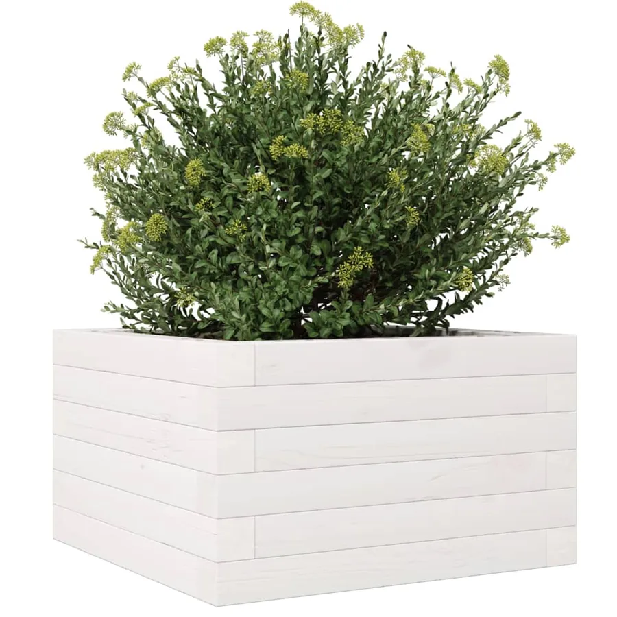 Jardinière blanc 40x40x23 cm bois de pin massif - 4