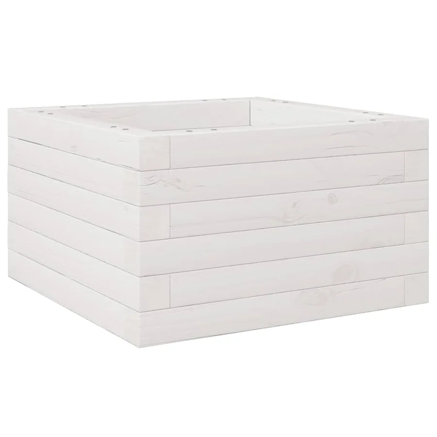 Jardinière blanc 40x40x23 cm bois de pin massif - 7