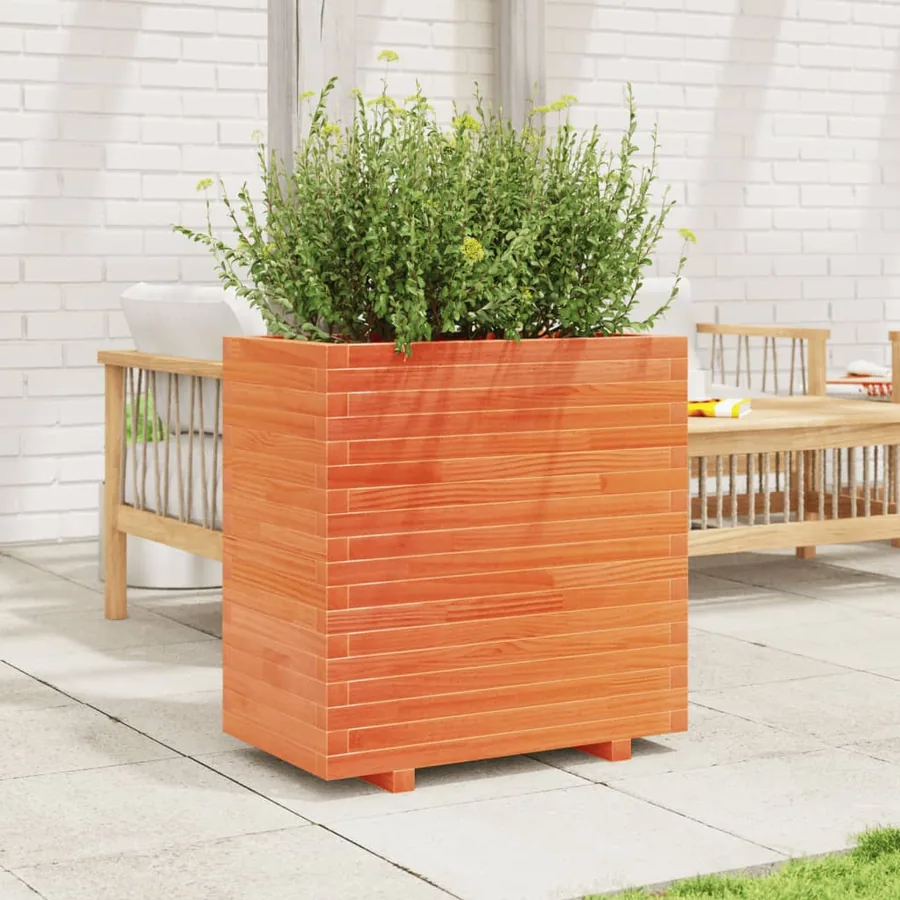 Jardinière cire marron 70x40x72 cm bois de pin massif - 3