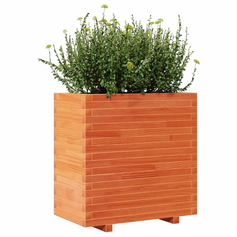 Jardinière cire marron 70x40x72 cm bois de pin massif - 4