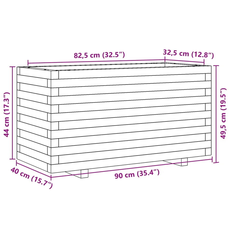 Jardinière 90x40x49,5 cm bois de pin massif - 10