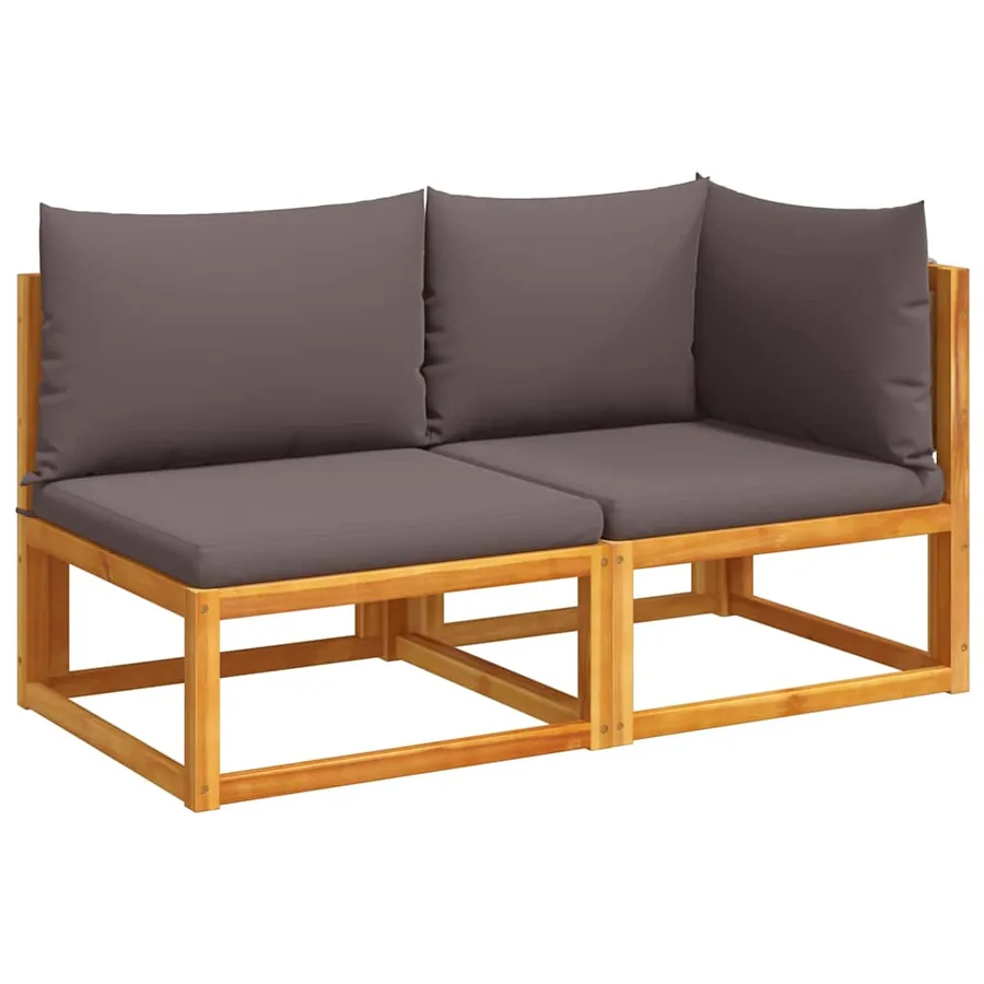 Canapé de jardin avec coussins 2 places Bois d'acacia et corde - 2