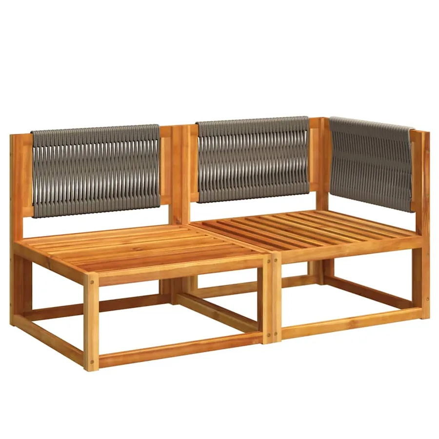 Canapé de jardin avec coussins 2 places Bois d'acacia et corde - 4