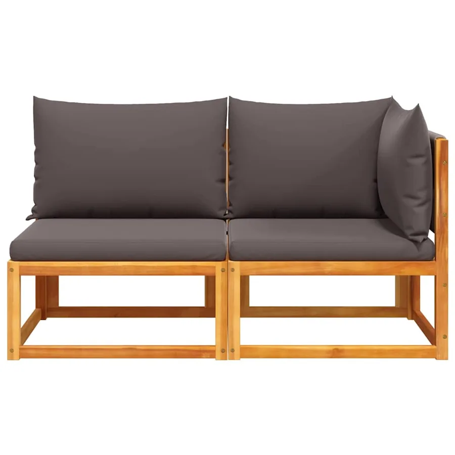 Canapé de jardin avec coussins 2 places Bois d'acacia et corde - 5