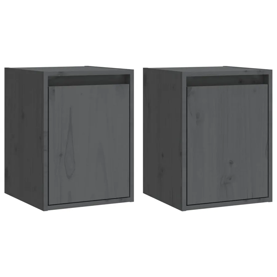 Armoires murales 2 pcs Gris 30x30x40 cm Bois de pin massif - 2