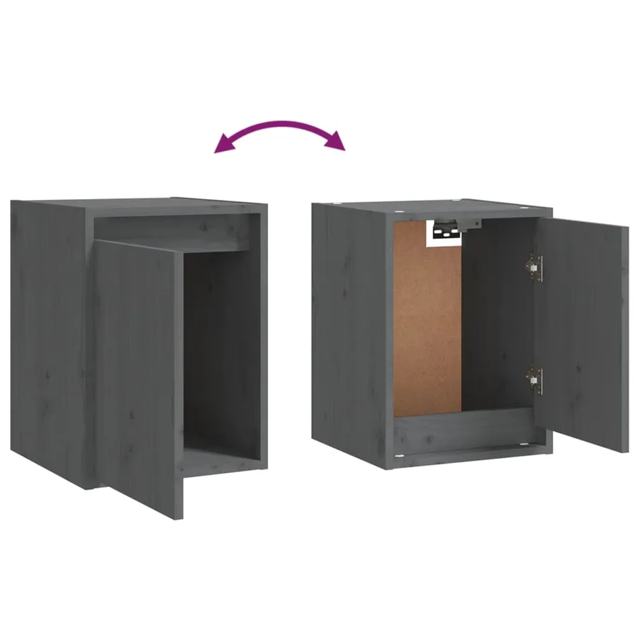Armoires murales 2 pcs Gris 30x30x40 cm Bois de pin massif - 9