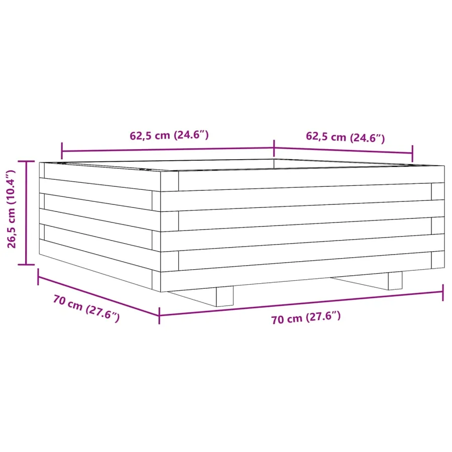 Jardinière 70x70x26,5 cm bois massif douglas - 10