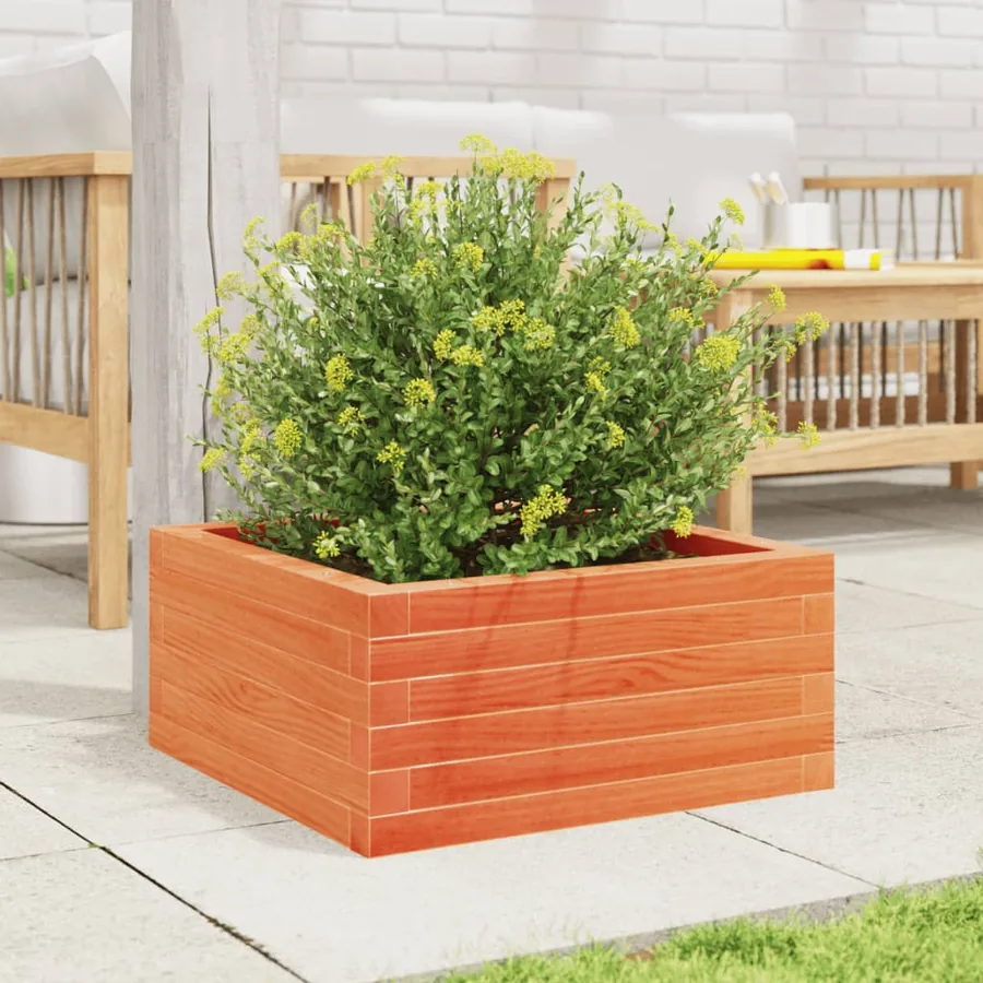Jardinière cire marron 50x50x23 cm bois de pin massif - 3