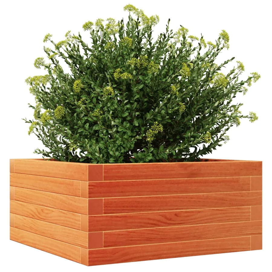 Jardinière cire marron 50x50x23 cm bois de pin massif - 4