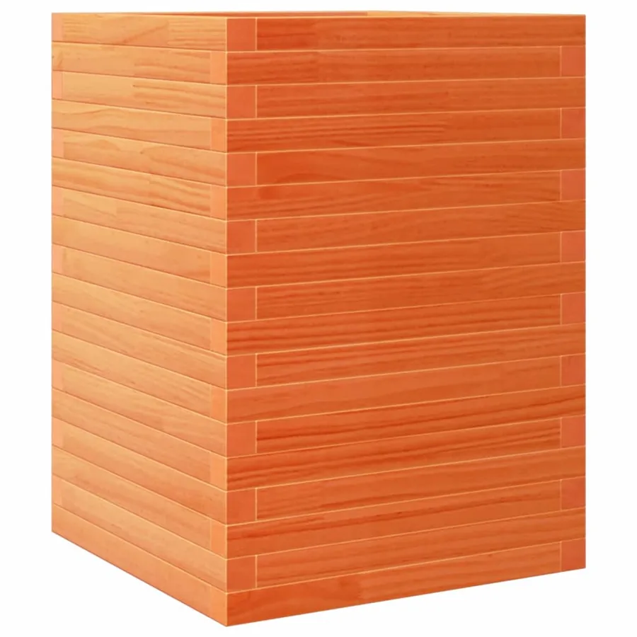 Jardinière cire marron 50x50x68,5 cm bois de pin massif - 2