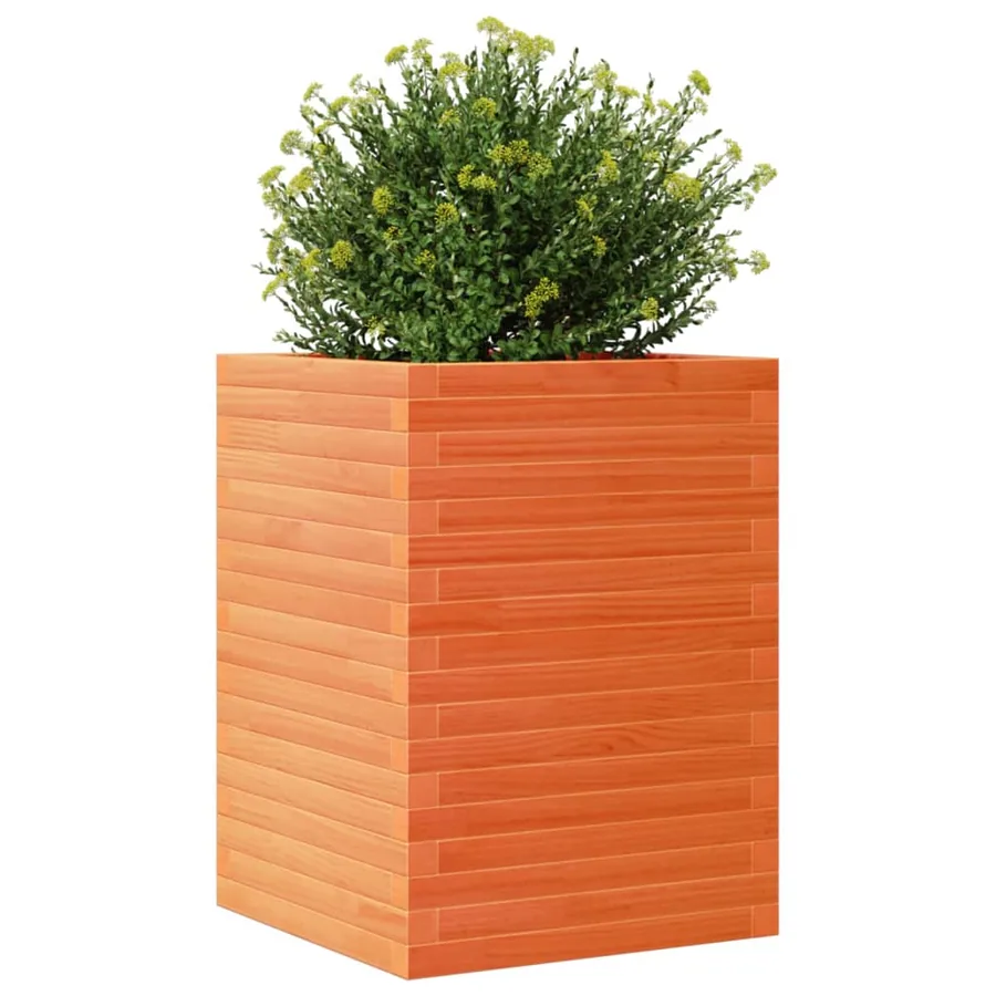 Jardinière cire marron 50x50x68,5 cm bois de pin massif - 4