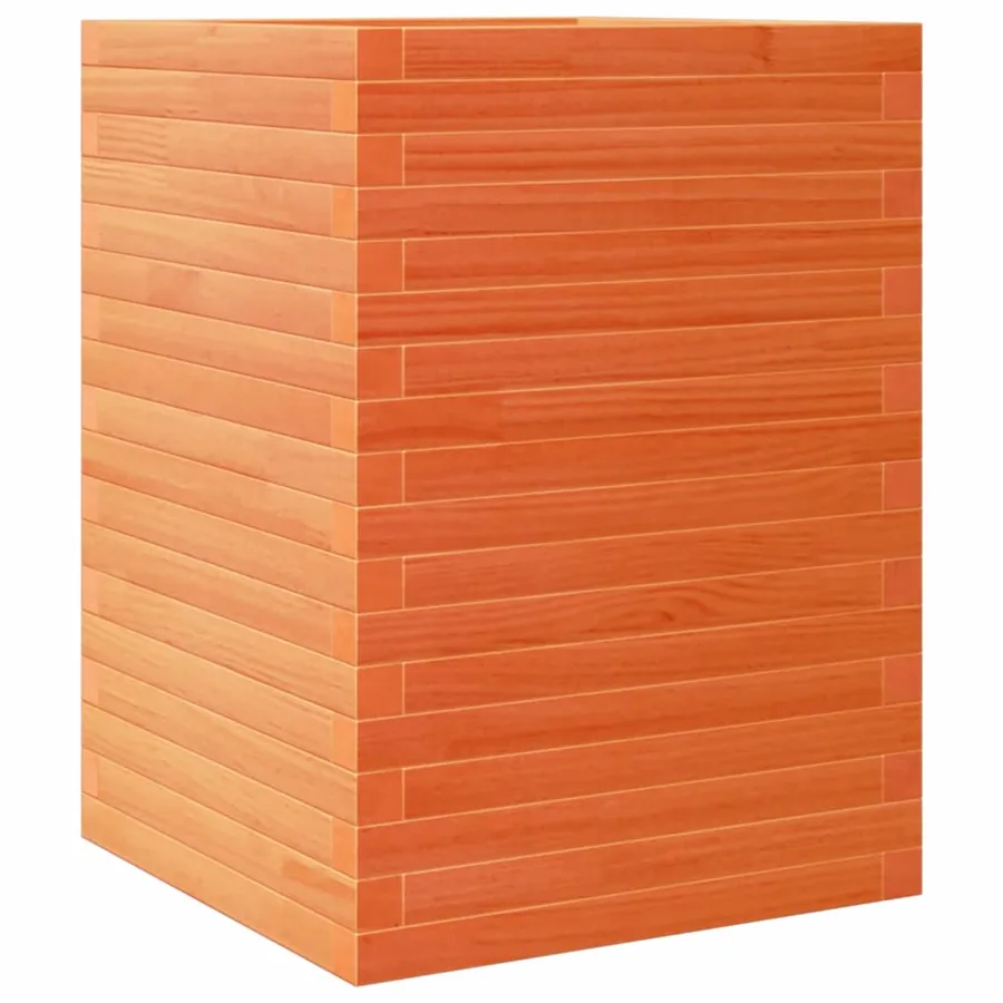 Jardinière cire marron 50x50x68,5 cm bois de pin massif - 7