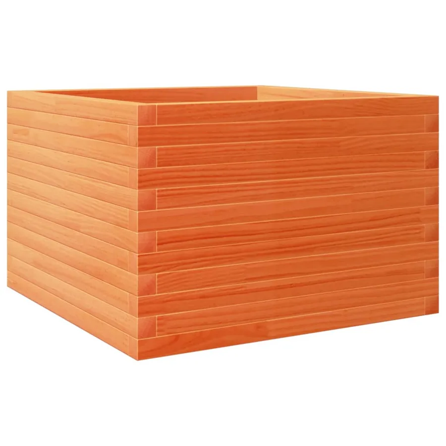 Jardinière cire marron 70x70x45,5 cm bois de pin massif - 7
