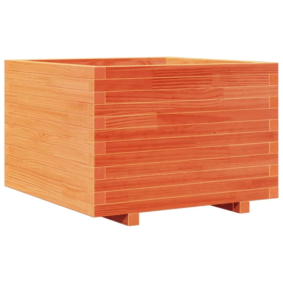 Jardinière cire marron 70x70x49,5 cm bois de pin massif - 2