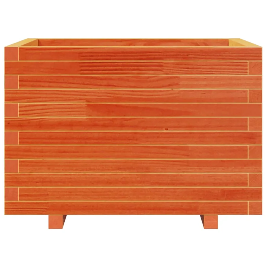 Jardinière cire marron 70x70x49,5 cm bois de pin massif - 5