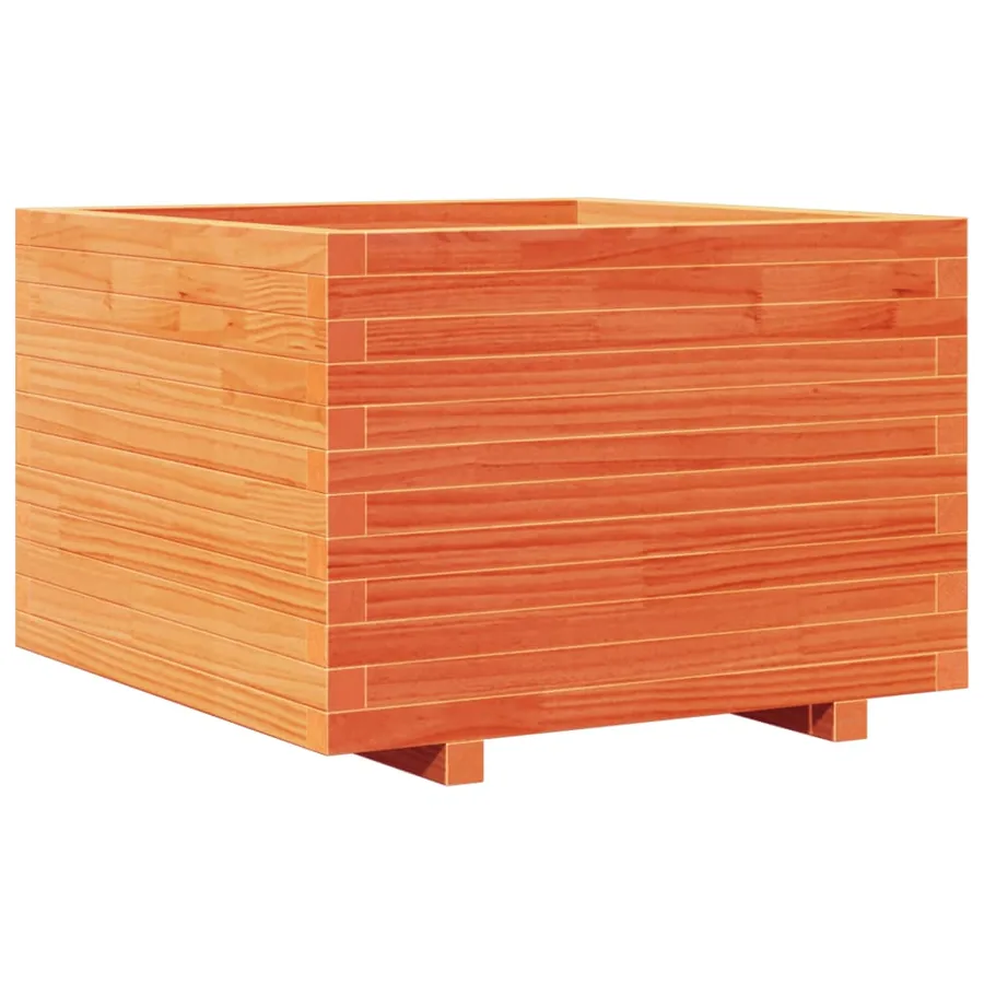 Jardinière cire marron 70x70x49,5 cm bois de pin massif - 7