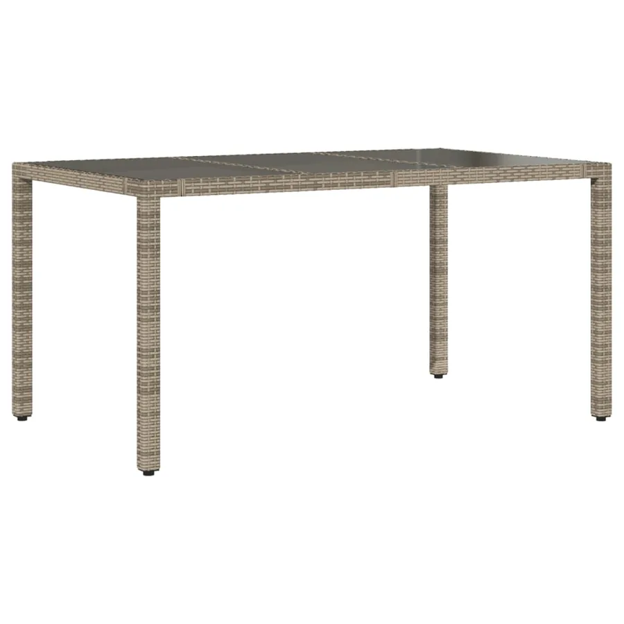 Table de jardin dessus en verre Gris 150x90x75cm Résine tressée - 2