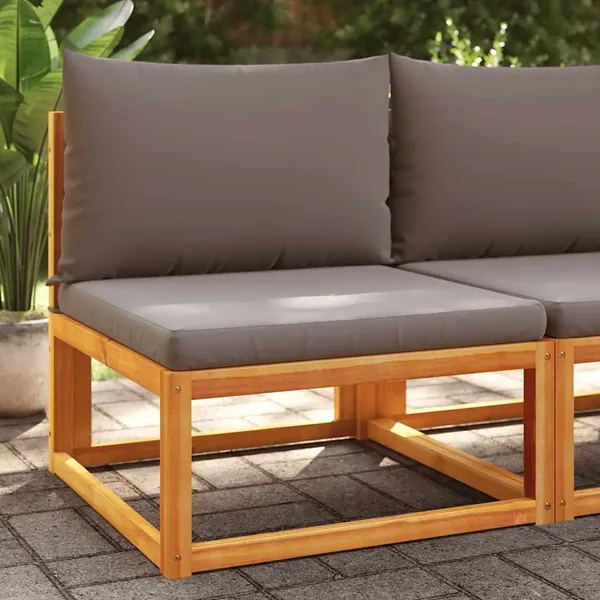 Canapé de jardin sans accoudoirs avec coussins en bois d'acacia et corde