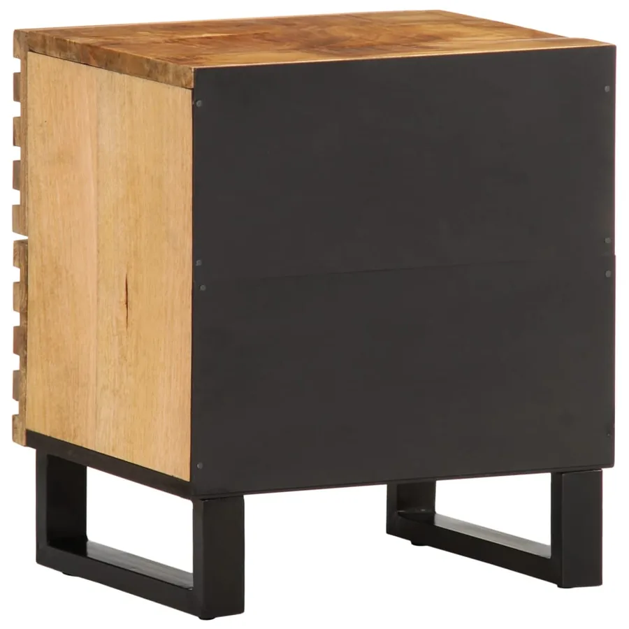 Table de chevet 40x34x46 cm bois de manguier massif brut - 5