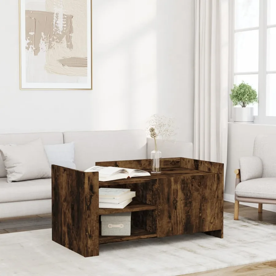Table basse chêne fumé 100x50x50 cm bois d'ingénierie