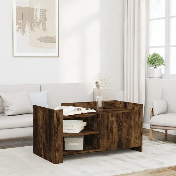 Table basse chêne fumé 100x50x50 cm bois d'ingénierie