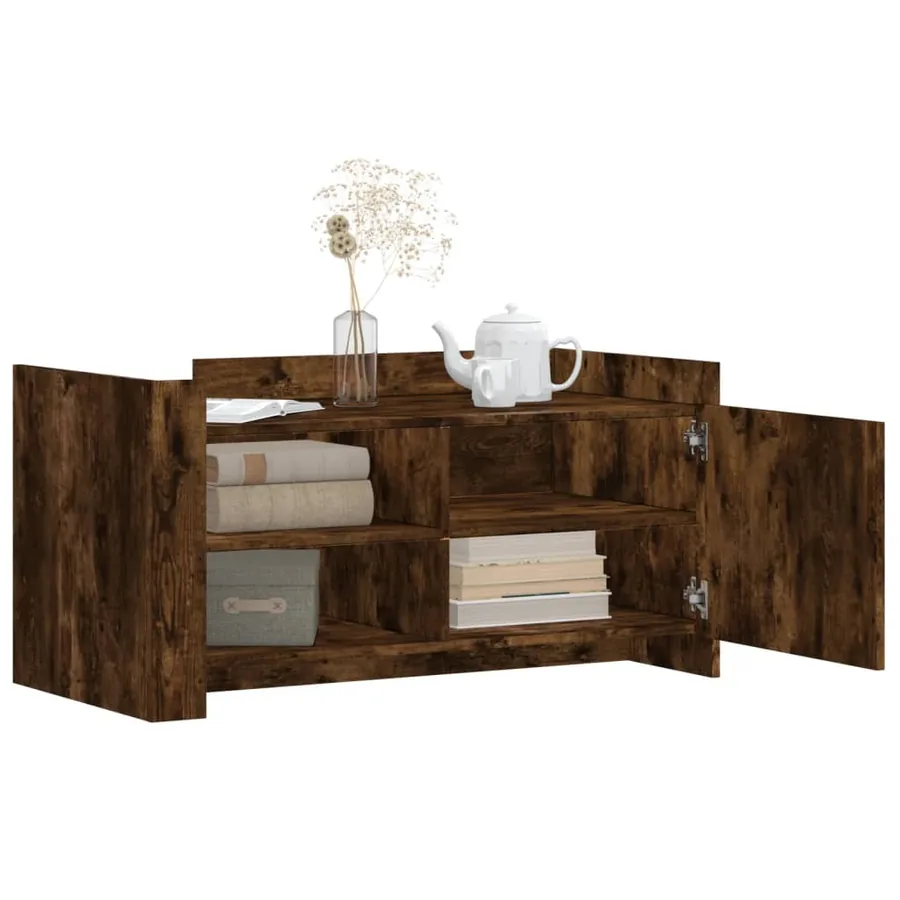 Table basse chêne fumé 100x50x50 cm bois d'ingénierie - 3