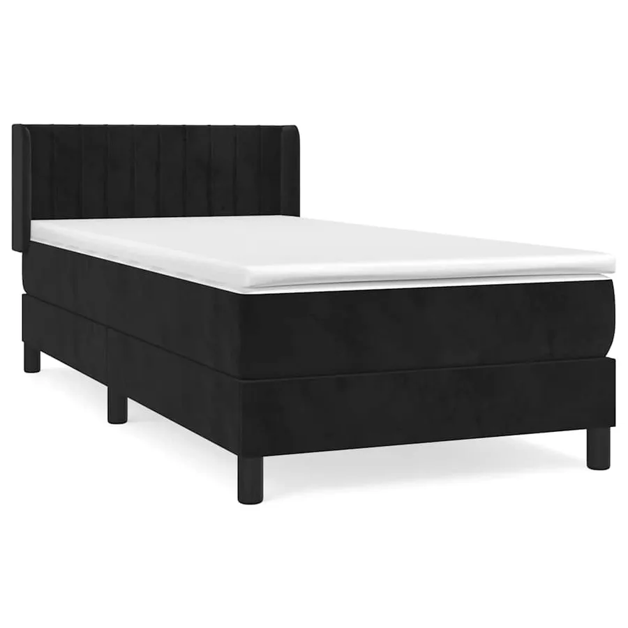 Sommier à lattes de lit avec matelas Noir 100x200 cm Velours - 2