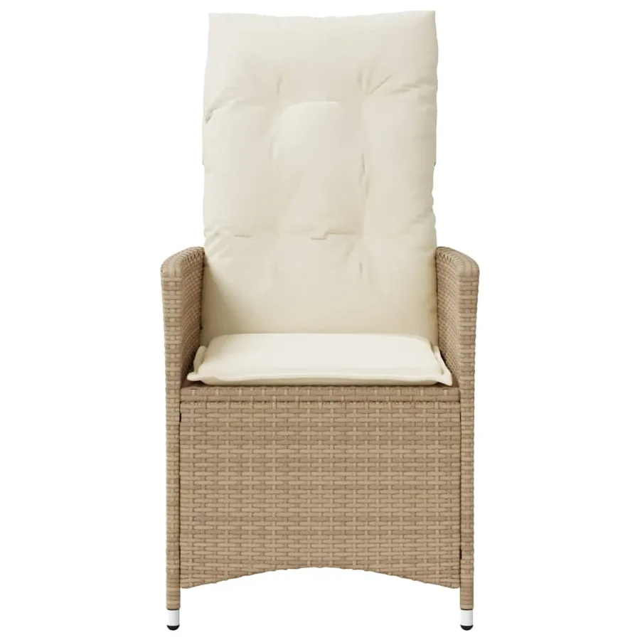 Chaises inclinables de jardin lot de 2 et coussins beige rotin - 4