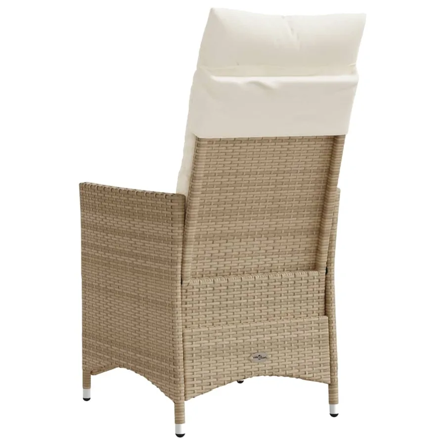 Chaises inclinables de jardin lot de 2 et coussins beige rotin - 5