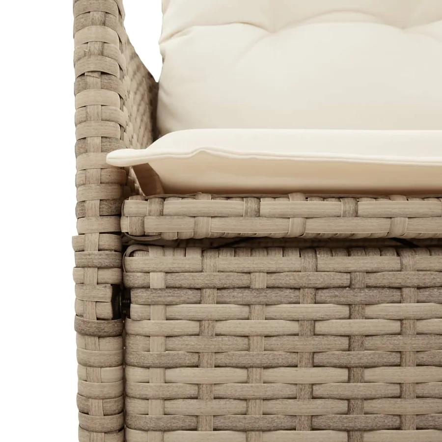 Chaises inclinables de jardin lot de 2 et coussins beige rotin - 7