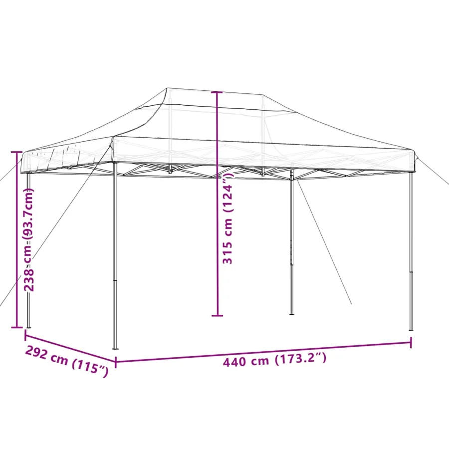 Tente de réception pliable escamotable orange 440x292x315 cm - 9