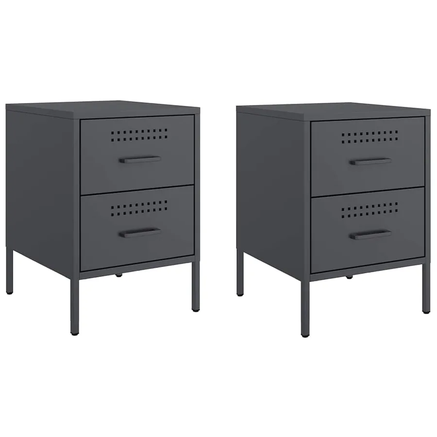 Tables de chevet 2 pcs anthracite 36x39x50,5 cm acier - 2