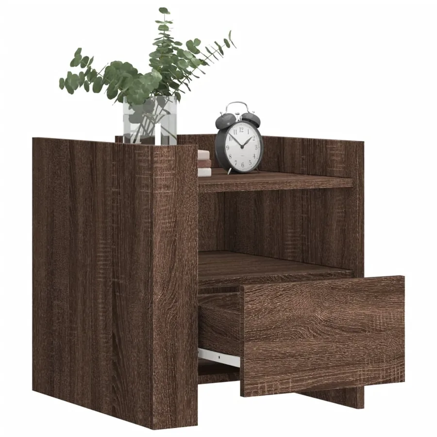 Table de chevet chêne marron 45x50x50 cm bois d’ingénierie - 3