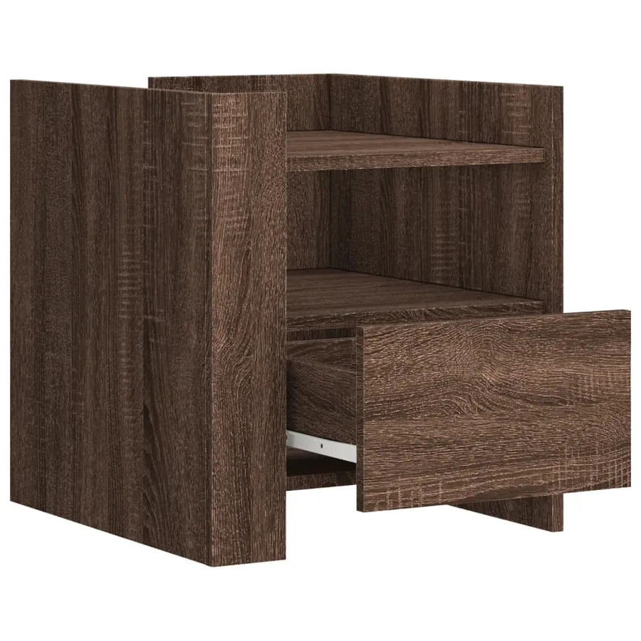 Table de chevet chêne marron 45x50x50 cm bois d’ingénierie - 7