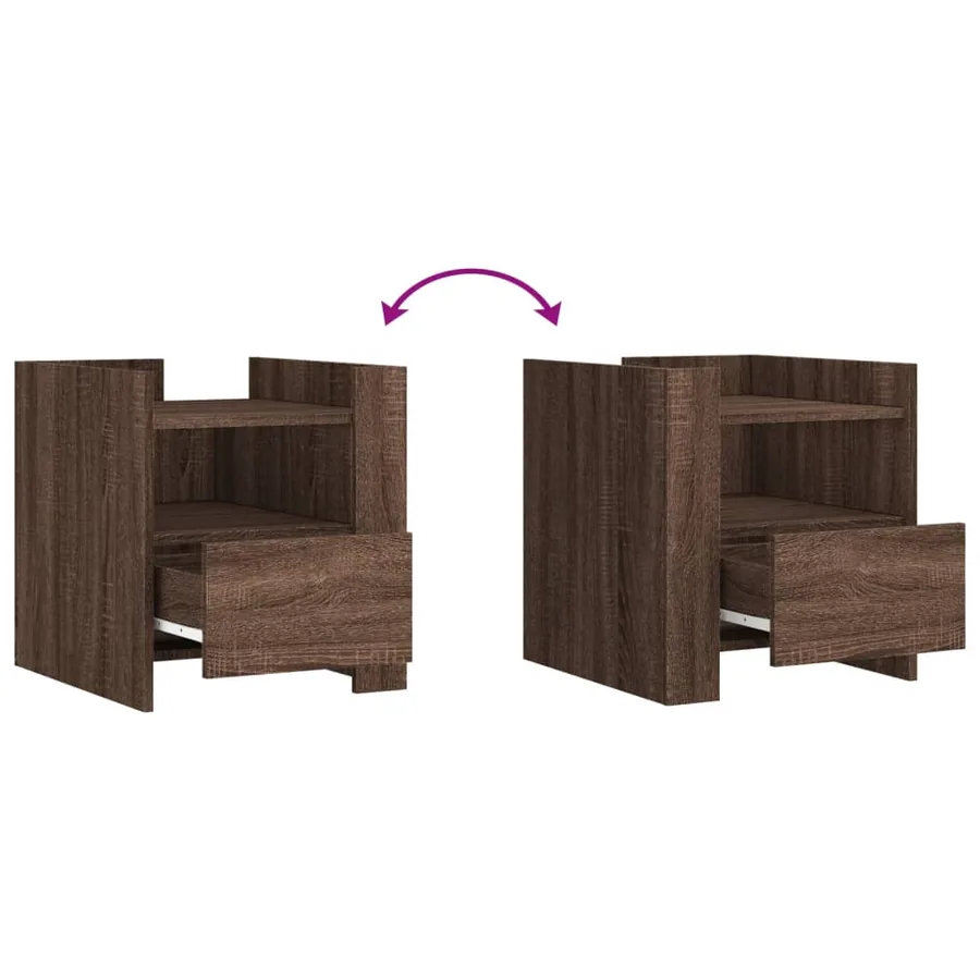 Table de chevet chêne marron 45x50x50 cm bois d’ingénierie - 8