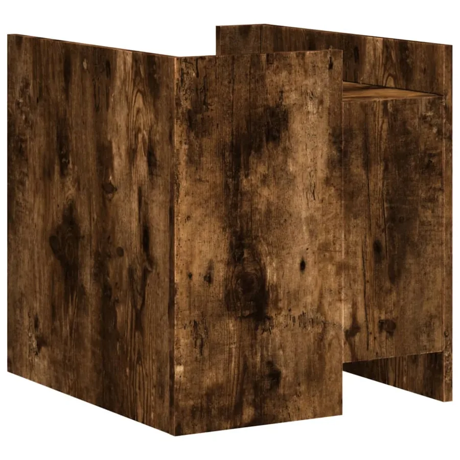 Table de chevet chêne fumé 45x50x50 cm bois d'ingénierie - 6