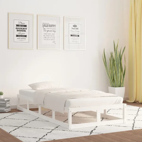 Cadre de lit sans matelas blanc 100x200 cm bois massif