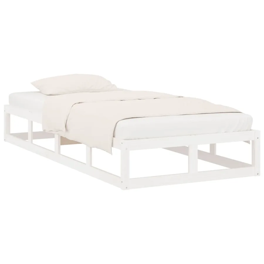 Cadre de lit sans matelas blanc 100x200 cm bois massif - 3