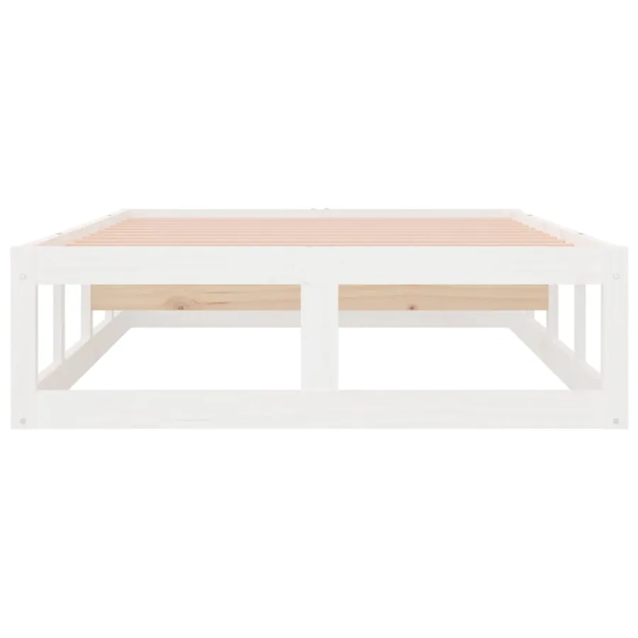 Cadre de lit sans matelas blanc 100x200 cm bois massif - 5