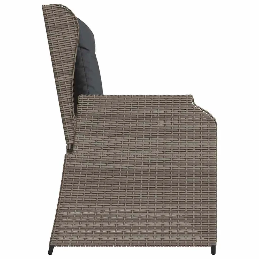 Banc inclinable de jardin avec coussins gris résine tressée - 5