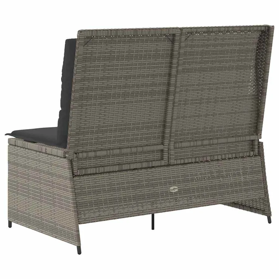 Banc inclinable de jardin avec coussins gris résine tressée - 6