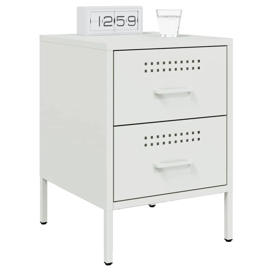 Tables de chevet 2 pcs blanc 36x39x50,5 cm acier - 3
