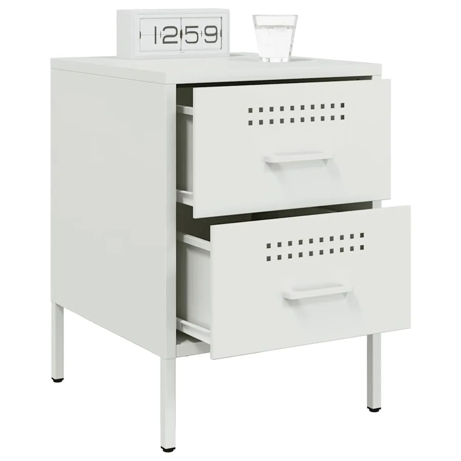 Tables de chevet 2 pcs blanc 36x39x50,5 cm acier - 4